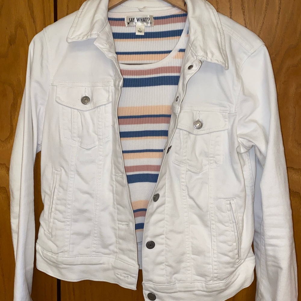 Levi’s Ex boyfriend white trucker denim jacket M